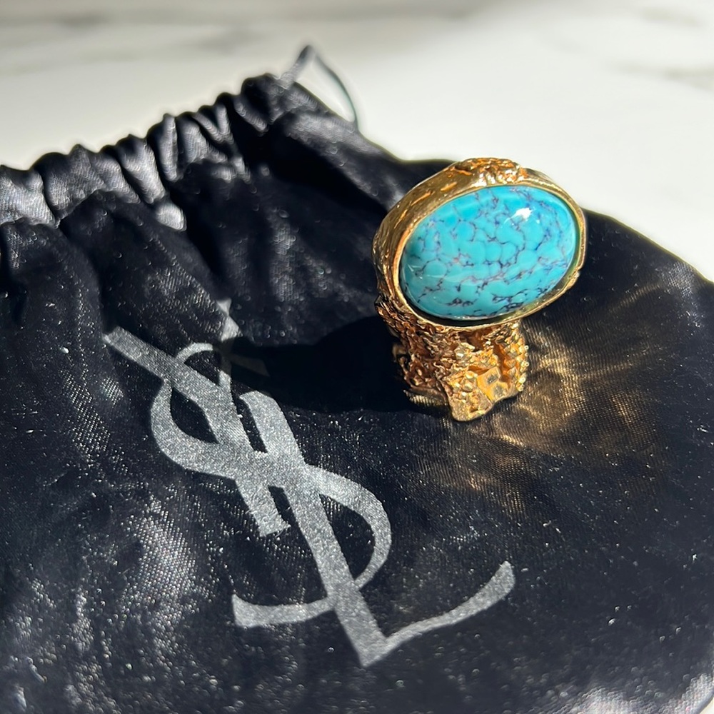 YVES SAINT LAURENT Arty Ring Gold BLUE size 6